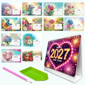 Factory Customizable Diamond Painting Art Desk Calendar New Year’s Cartoon Style Table Page-turning Calendar