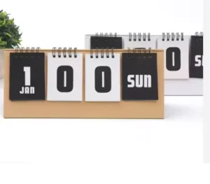 Factory Customized High Quality Perpetal Desktop Paper Printed Calendar with Spiral Bound on the Top Twin Wire o Table Calendar