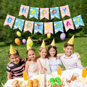 Factory Direct Children’s Birthday Party Outdoor Children’s Day Glitter Bow-Knot Paper Flag Banner