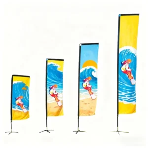 Factory Direct Custom Logo Sporty Style Portable Adjustable Outdoor Beach Aluminium Square Flag Banner