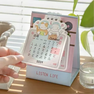 Factory Direct Cute Calendar, Bespoke Shape Die-Cut Mini Desk Planner with Graphic Logo, Desktop Stationery