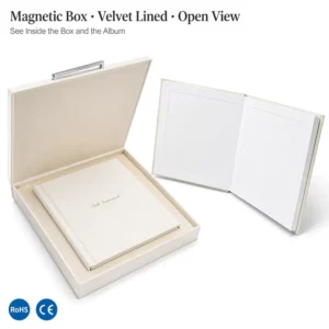 Factory Direct DIY PU Leather & Linen Photo Book Box Set 2Sets Magnetic Handled Picture Storage for Photography Studio
