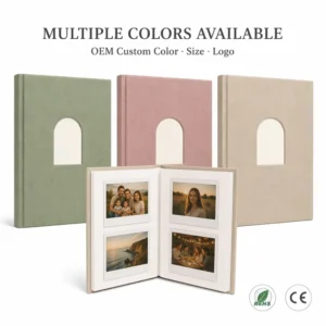 Factory Direct Linen DIY Wide Photo Album 60 Pockets Arched Window PET Pages for Wide 400/300 MOQ 50