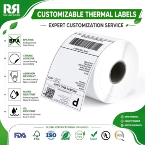 Factory Direct Manufacturer Custom Thermal Label Paper Roll, 4×6 Inch (100x150mm), SKU Labels for Printer