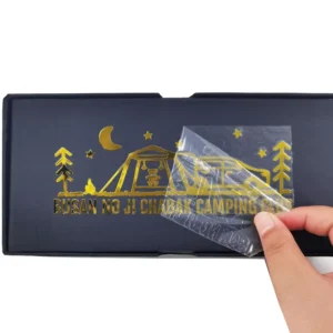 Factory Direct Supply Custom UV Metal Gold Foil Transfer Glossy Matte Adhesive Vinyl Logo Sticker Roll Printing