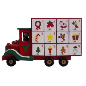 Factory Eco friendly Natural Color Wooden Christmas Advent Calendar Train Truck for Christmas Countdown