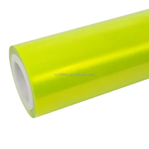 Factory PET liquid yellow wrap vinyl super glossy metallic fluorescent yellow-lime car wrap