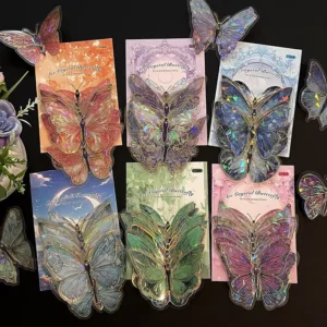 Factory Price 10pcs DIY Laser Butterfly Sticker Set 3D PET Waterproof Eco-Friendly Wall Stickers Birthday Background