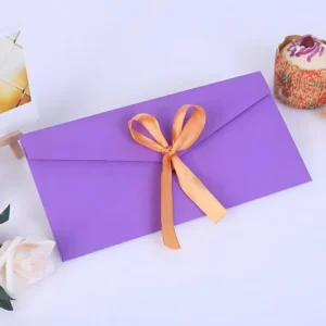 Factory Price Ins Style Custom Size Free Design Logo Printing Eco-Friendly Kraft Paper Purple Square Envelopes