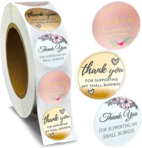 Factory Round Thank You Stickers Roll Waterproof Strong Adhesion Labels for Small Business
