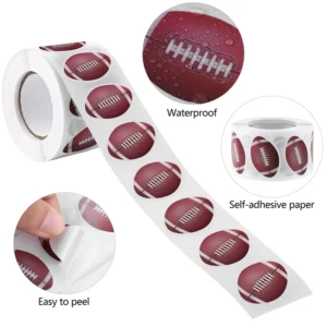Factory Self-adhesive Sticker for Eco Friendly Sports Ball Theme Party Decor Envelope Gift Bag Seal Team Gift