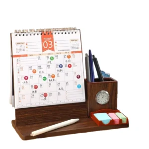Factory Supply Base Blocks Vintage Metal Perpetual Flip Customized Wooden Desk Calendar