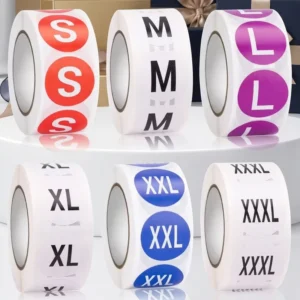 Factory Waterproof Custom-Shape Clothing and Shoe Size Circular Adhesive Labels