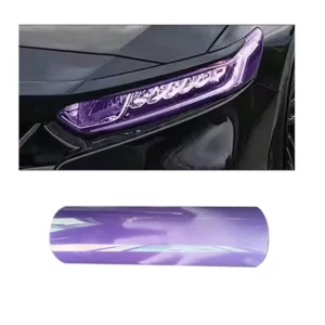 Factory White to Purple Headlight Vinyl Wrap Sticker Self-Healing Anti-Scratch Car Lamp 1.5230m