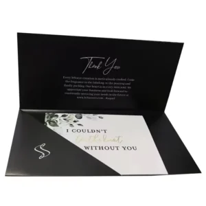 Factory Whosale High Quality Black Card Custom Free Design Logo Thank You Card for Gift Box Decoration