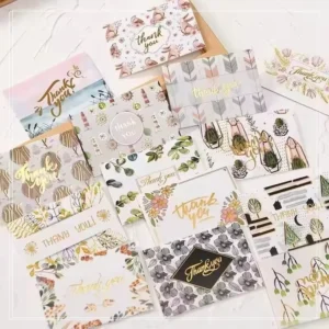 Factory Whosale High Quality Custom Flower Printed Free Design Thank You Card for Gift Box Decoration Greeting Card