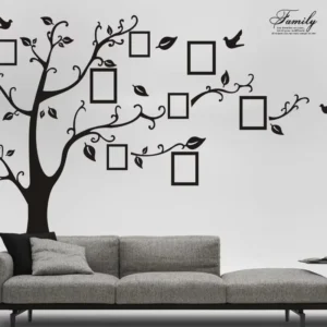 Family Tree Wall Art Vinyl Sticker with 8 Photo Frames, Self-Adhesive, Waterproof, UV-Resistant