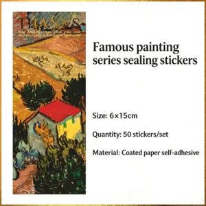Famous Painting Themed Acrylic Sealing Labels Eco-Friendly Durable Self-Adhesive Decorative Stickers for Express