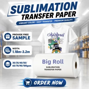 Fast-Drying Sublimation Transfer White Paper Jumbo Roll for Clothing, 98% Transfer Rate