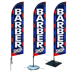 Feather Flag Pole Kit Banner Aluminium 100% Polyester Double-Sided 15FT Outdoor Advertising Barber Shop Swooper Custom