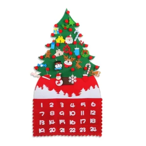 Felt Christmas Tree Advent Calendar Santa Decoration with Eco-Friendly Material DIY Toy Set for Children