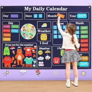 Felt Wall Learning Board for Kids with Calendar Date and Weather Recognition DIY 3D