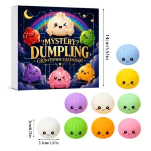 Fidget Squishy Stress-Relief Mystery Dumpling Countdown 3×3 Blind Box Squeeze Soft Plastic Toy