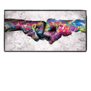 Fist Bump Graffiti Art Deco Rectangle Canvas Painting Street Wall Art Posters Prints Colorful Living Room Home Decor Anniversary