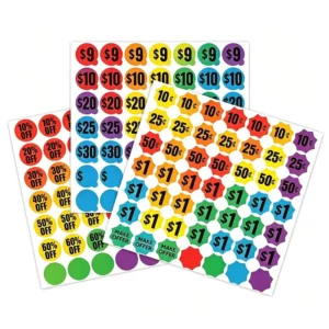 Flea Market Yard Sale Price Stickers Clearance Discount Labels for Thrift Store Retail