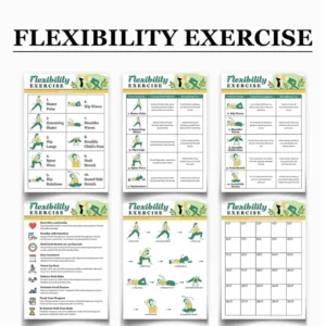 Flexibility Exercise Printable 30-Day Stretching Guide and Progress Tracker for Full Body Mobility (6-Piece Set)