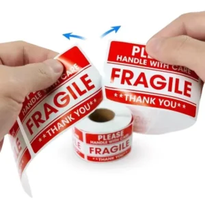 Flexography Adhesive Sticker 3” x 2” Roll, Red Candle Safety Warning Labels