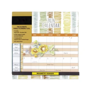 Floral Magnetic Hanging Family Planner Calendar, Large Monthly Organizer, Multiple-Person Schedule Tracking
