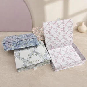 Floral Printed Magnetic Gift Box, Custom Rigid Cardboard Packaging for Events, Retail, and Keepsakes