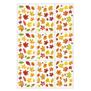 Flower Fairy Thanksgiving Window Stickers Autumn Leaves Pumpkin Turkey Cartoon Cute Pet Waterproof