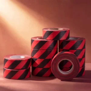 Fluorescent PVC Striped Flagging Tape, 30mm x 45m, Industrial Warning Tape for Outdoor and Engineering Use
