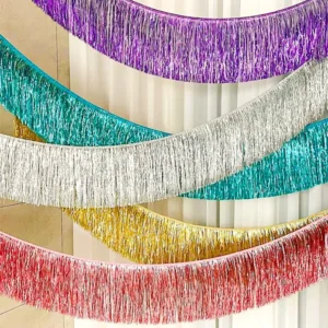 Foil Fringe Tinsel Garland, 30 x 200 cm, for Birthday Parties, Weddings, Christmas, and Wall Decor