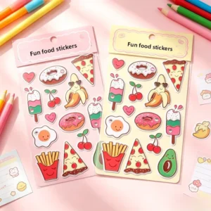 Food-Themed Cartoon Stickers Modern Minimalist Style Gold Foil Stamped Coated Paper Planner Stickers