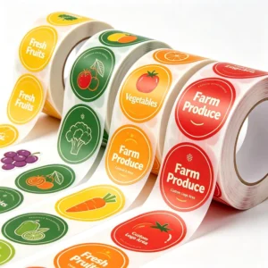 Food Waterproof Self Adhesive Fruit Seal Label Printing Supermarket Frozen Fresh Vegetable Sticker Rolls