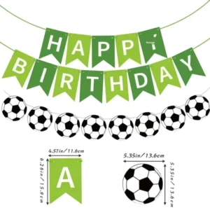 Football-Themed Festival Banner Set with Happy Birthday Text for Birthday Party Decorations