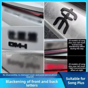 For 23-25 BYD Song Plus DMi/EV Blackout Emblem Kit No-disassembly Cover-type Front and Rear Letter Emblem Decorative Stickers