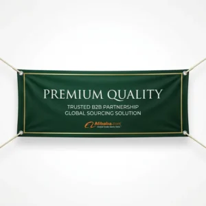 Forest Green and Gold Custom-Printed PVC Mesh Vinyl Brand Display Banner, Waterproof, Foldable