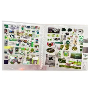 Four-Leaf Clover and Stars Double Laser Stickers, Japanese Style PVC Stickers for Planner Decoration