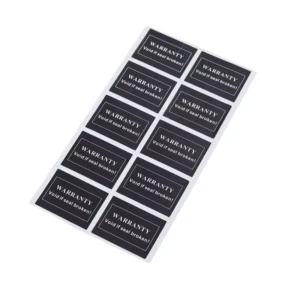 Fragile Ultra Destructible Warranty Void Label Screen Digital Printed Custom Rectangle Matte Black Warranty Sticker