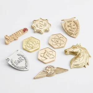 Fragrance Bottle Brushed Aluminum Metal Label Embossed Sticker Gold Finish