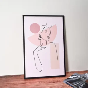 Framed Minimalist Black and White Canvas Line Art Wall Prints for Living Room, Home Decor, Hotels