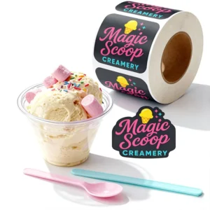 Freezer-Proof Ice Cream Sticker Labels, Waterproof Adhesive Frozen Food Packaging Labels