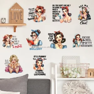 French Modern Girl Self-Adhesive Wall Stickers for Living Room and Bedroom Decoration