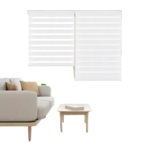 French Windows Suitable for Modern Electric Zebra Blinds with Cover Stickers and Freely Dimmable Curtains