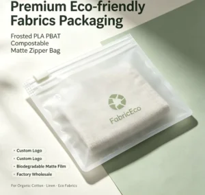Frosted PLA PBAT Compostable Biodegradable Matte Zipper Bag for Fabric Packaging