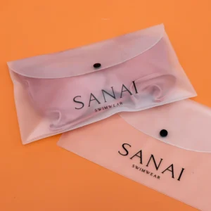 Frosted PVC Swimwear Packaging Pouch with Button for Bikinis, Custom Printed
